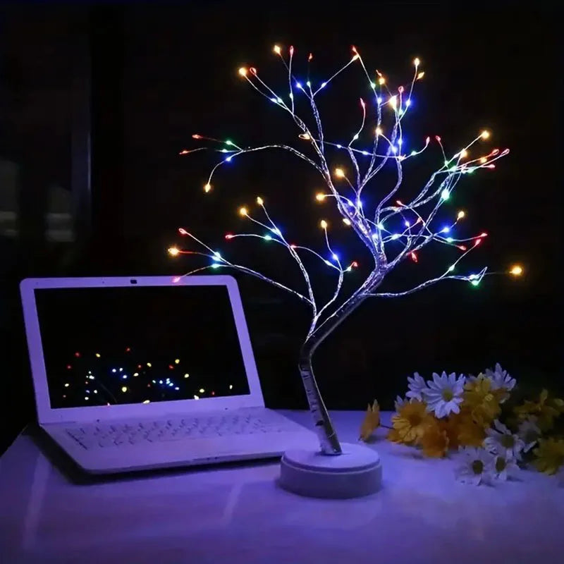 Copper Wire Tree LED Night Light Lamp