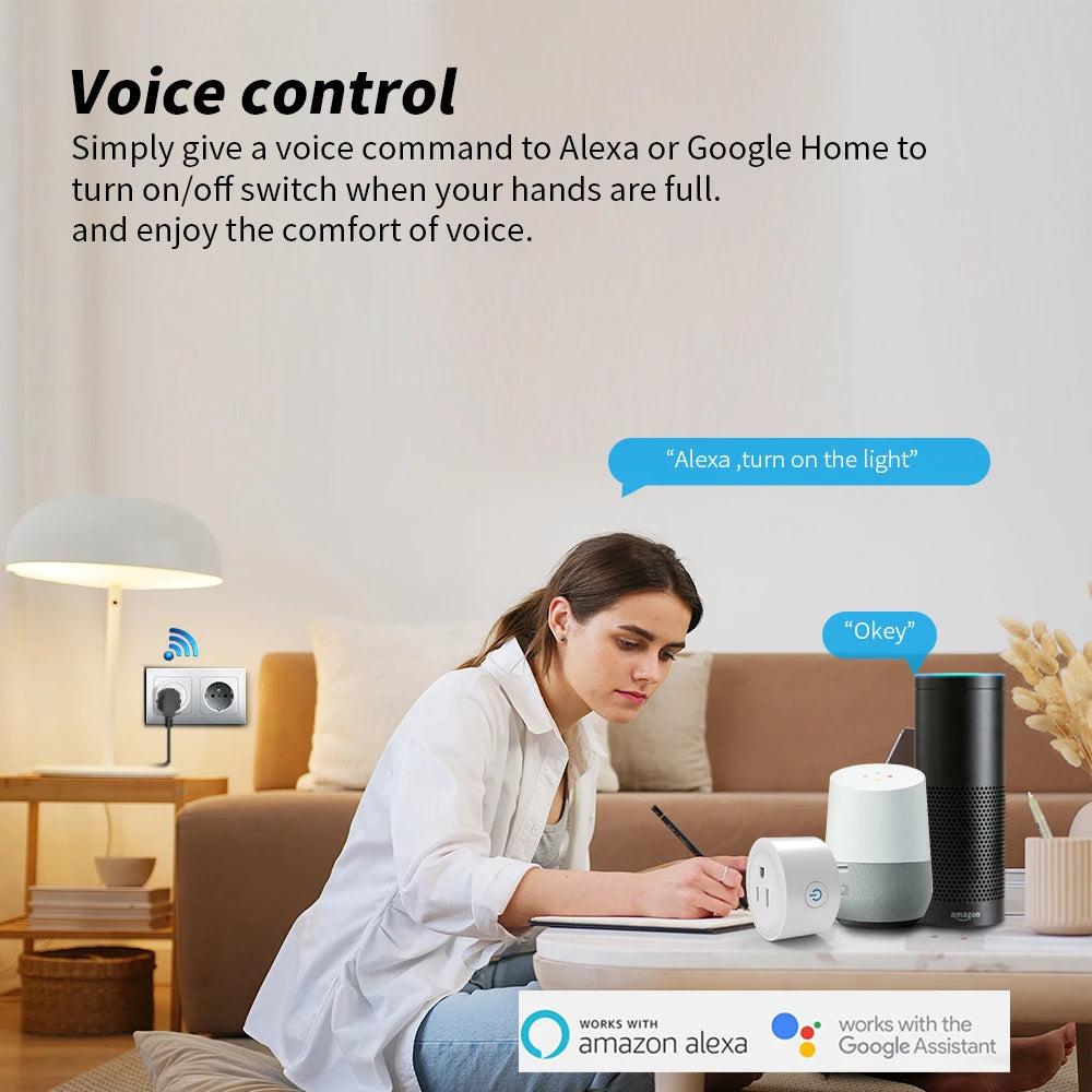 SmartHome WiFi Power Socket(Remote Control Timer Power Monitor Support Voice Google Home Alexa)