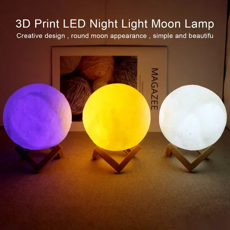 LunaGlow 8cm LED Moon Lamp