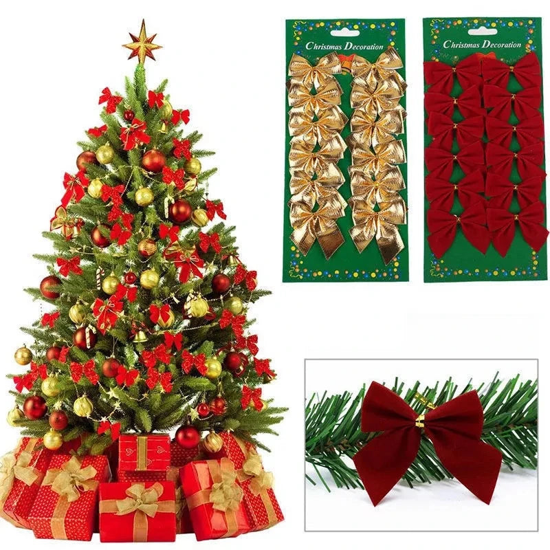 12Pcs 5cm Bow Christmas Decorations