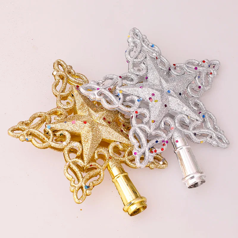 Sparkling Gold & Silver Star Tree Topper