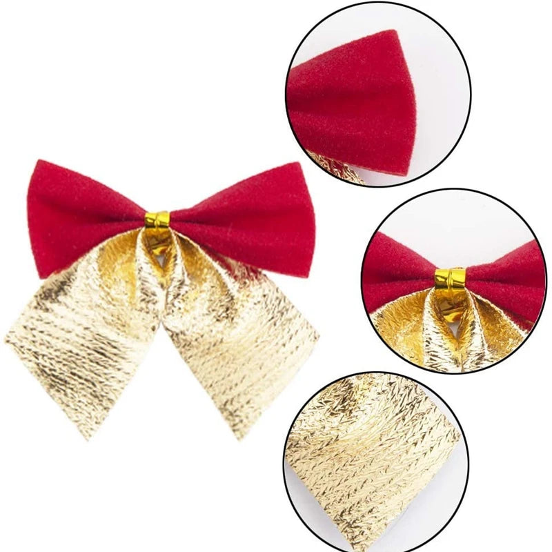 12Pcs 5cm Bow Christmas Decorations