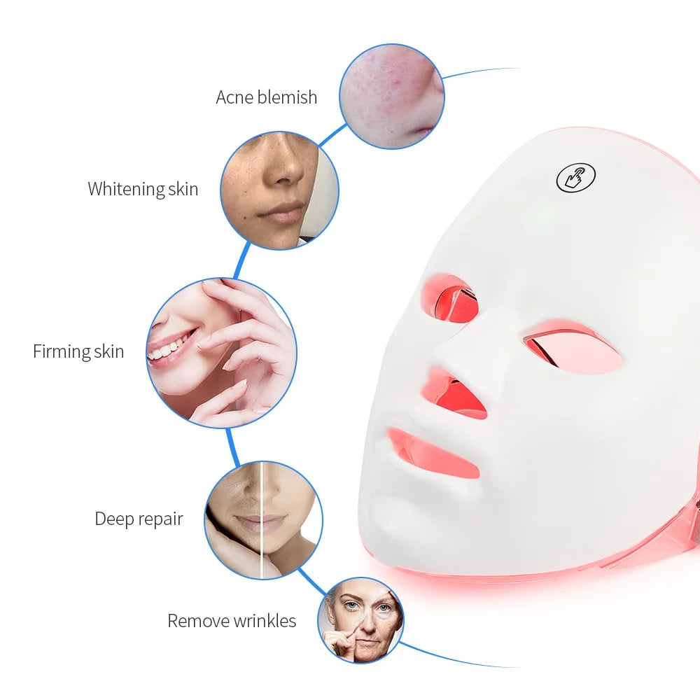 7 Colors LED Photon Beauty Mask for Anti-Acne & Wrinkles