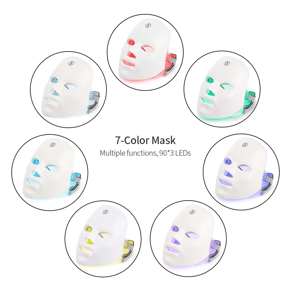 7 Colors LED Photon Beauty Mask for Anti-Acne & Wrinkles