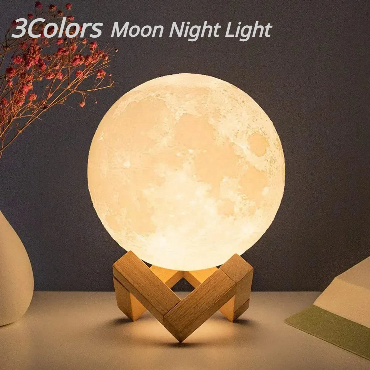 LunaGlow 8cm LED Moon Lamp