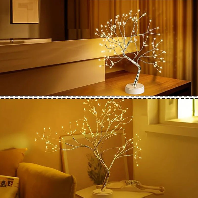 Copper Wire Tree LED Night Light Lamp